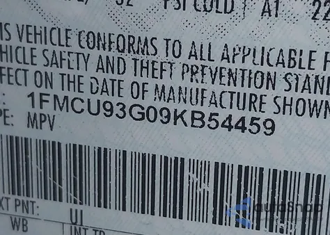 2009 Ford Escape Xlt z USA, uszkodzony, nr VIN 1FMCU93G09KB54459